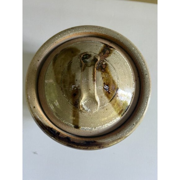 Vtg Studio Art Pottery Lidded 1Qt Casserole w/ Handles Crock Earthy Hygge - Picture 2 of 16